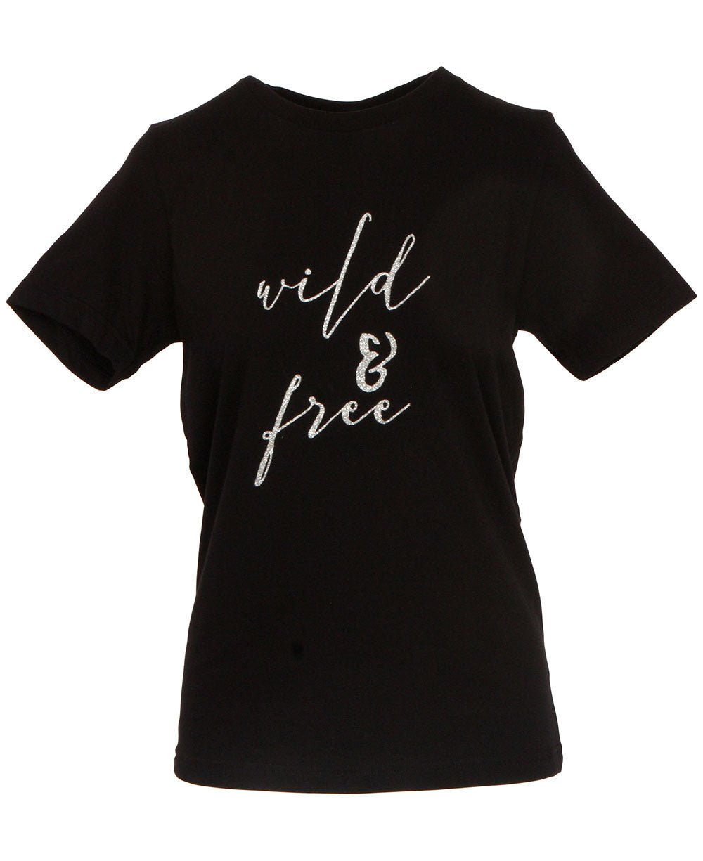 Wild and Free Women’s Sparkly Tee - Inspirational Apparel S
