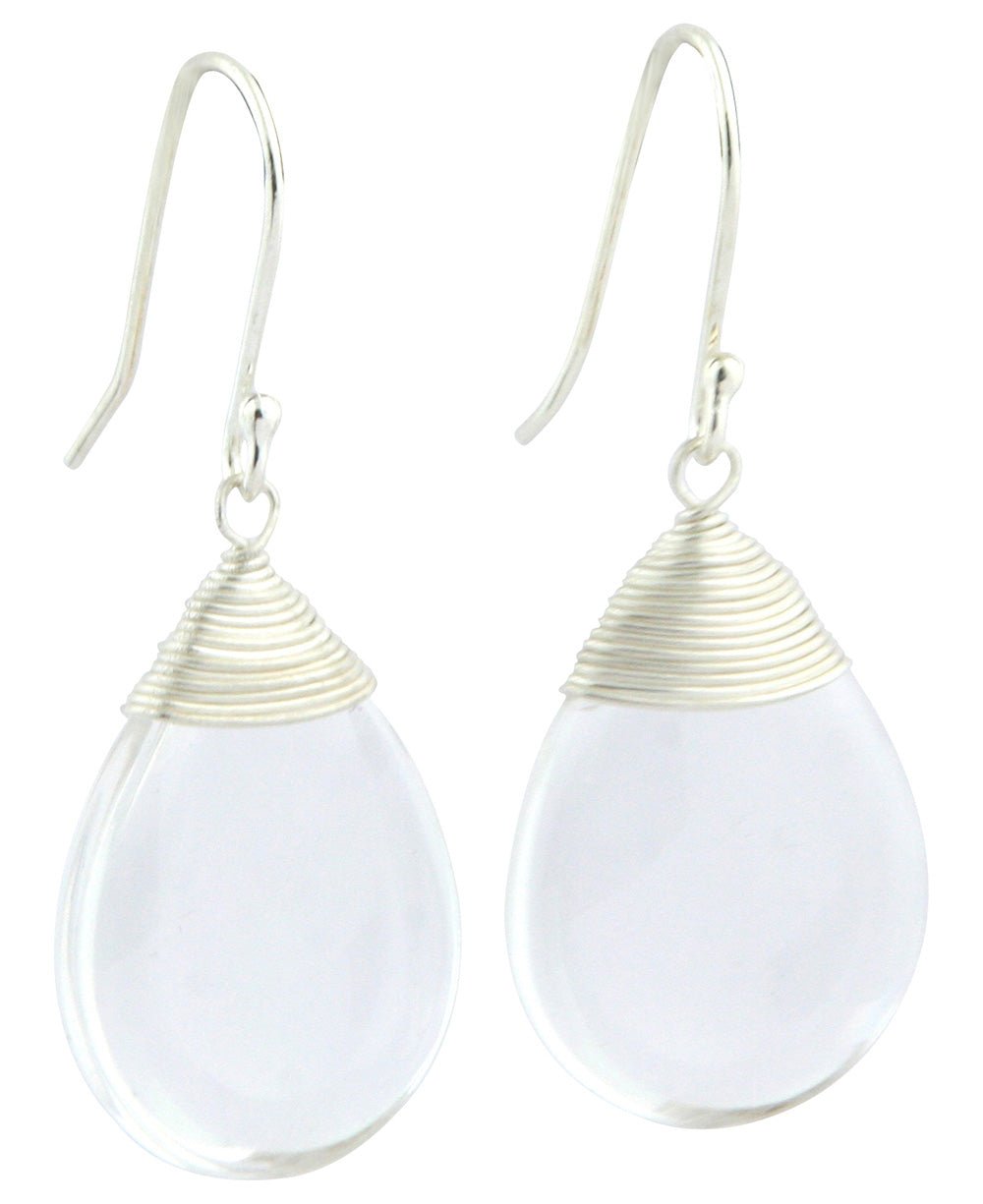 Wire-Wrapped Healing Clear Quartz Gemstone Earrings - Earrings