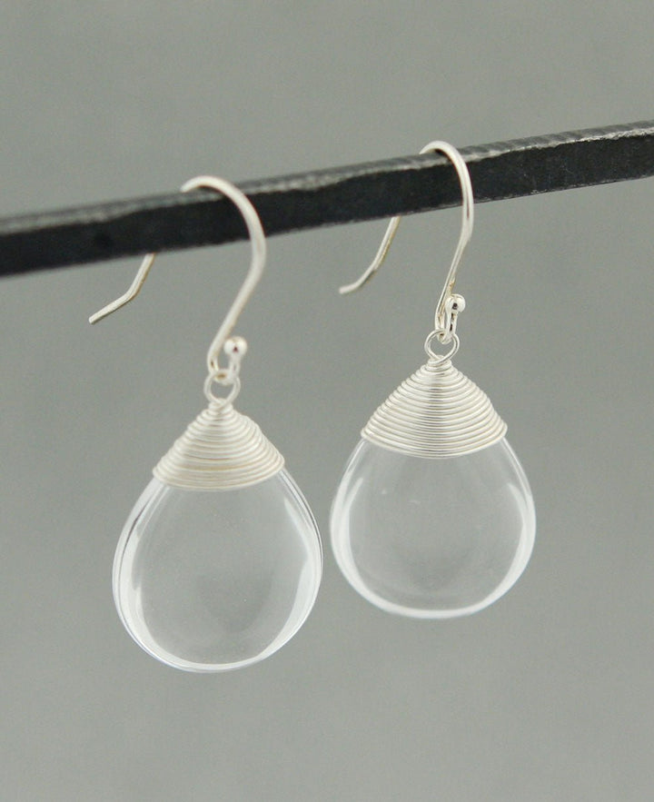 Wire-Wrapped Healing Clear Quartz Gemstone Earrings - Earrings