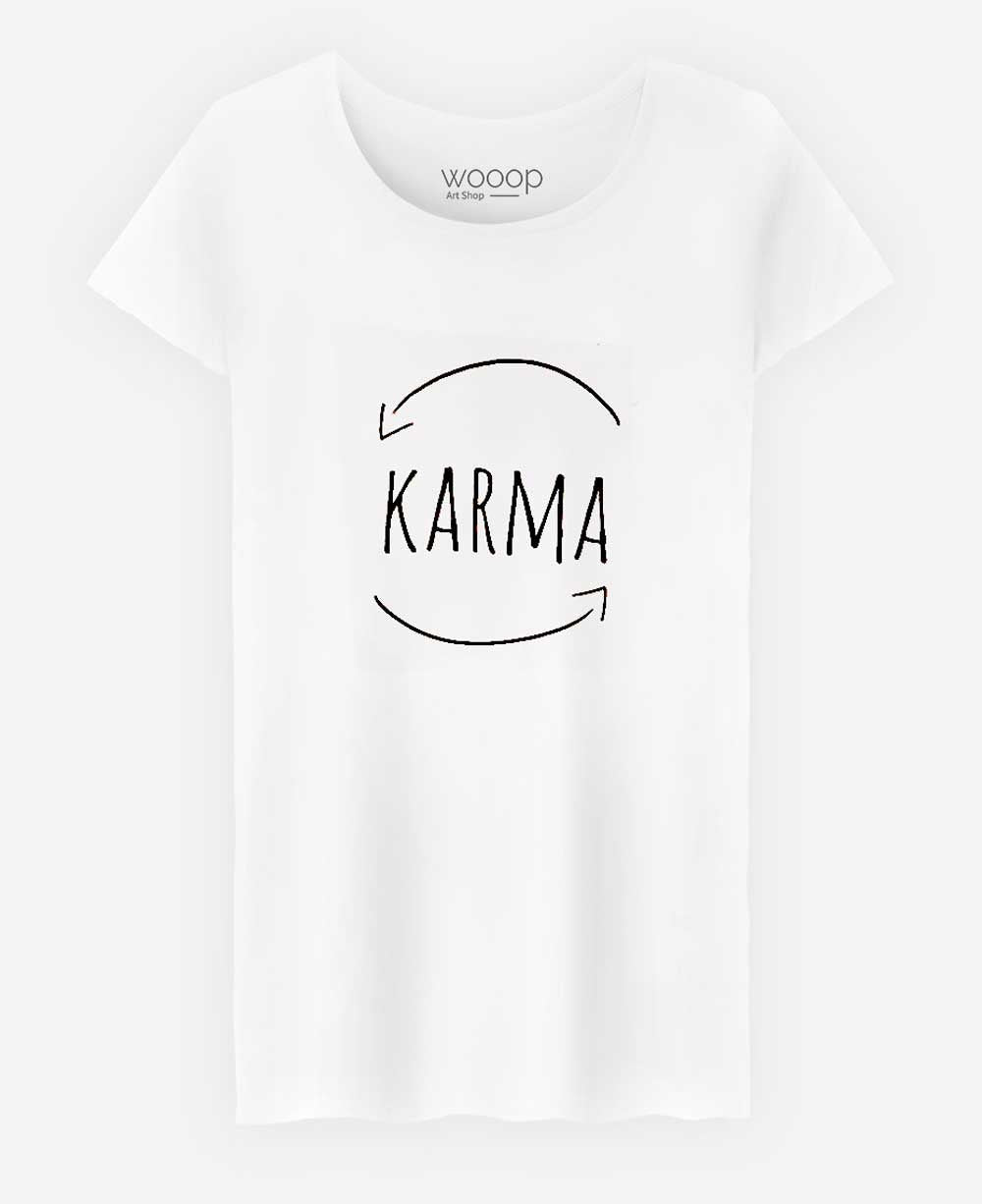 Women's Organic Cotton Fitted Karma White T-Shirt - Shirts & Tops S