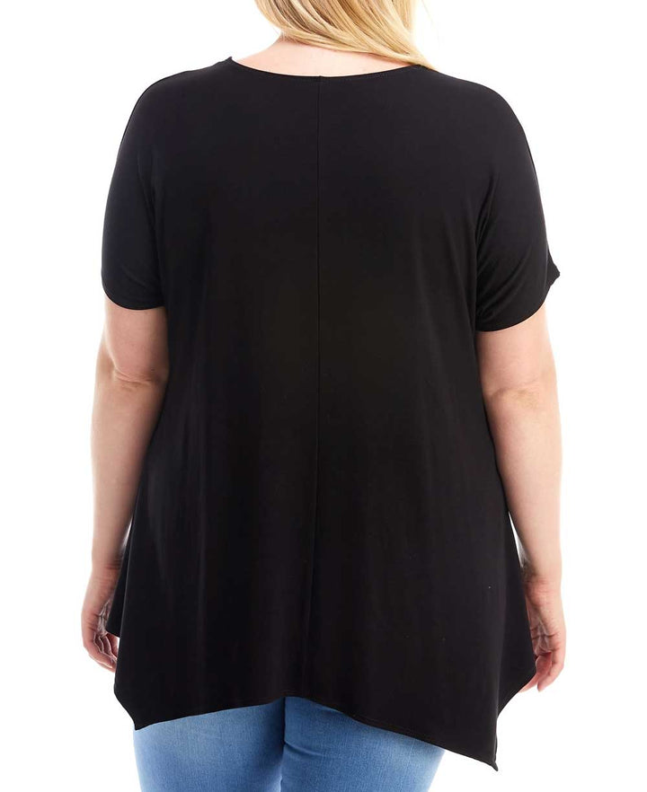 Women's Plus Size Lotus Asymmetric Short Sleeve Tunic Top - Shirts & Tops 1X
