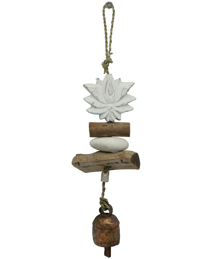 Wood Lotus Wind Chime with Traditional Nana Bell -