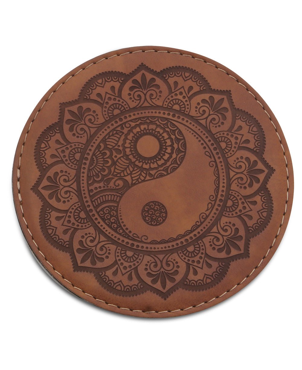 Yin Yang Artistic Faux Leather Coasters -