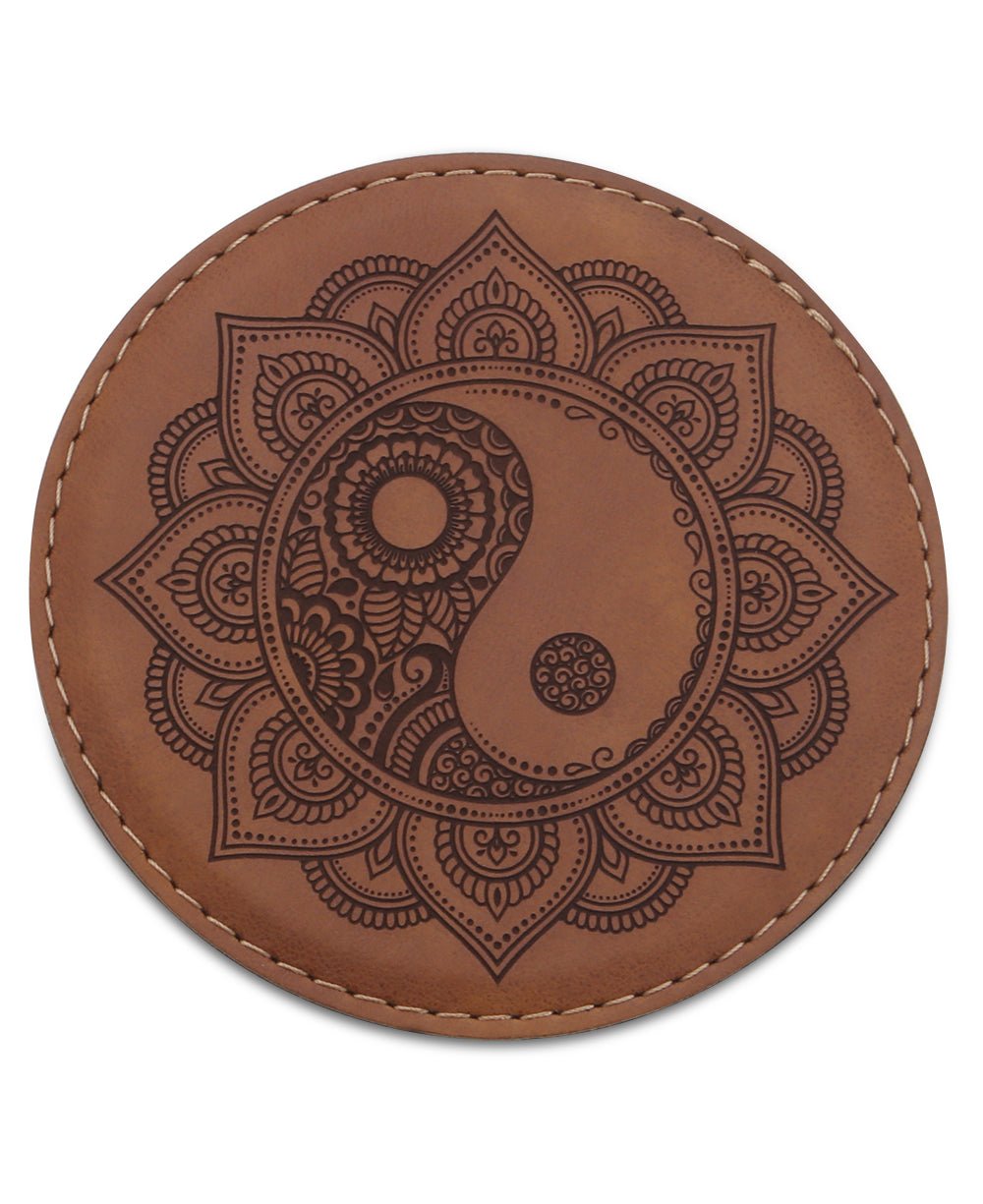 Yin Yang Artistic Faux Leather Coasters -