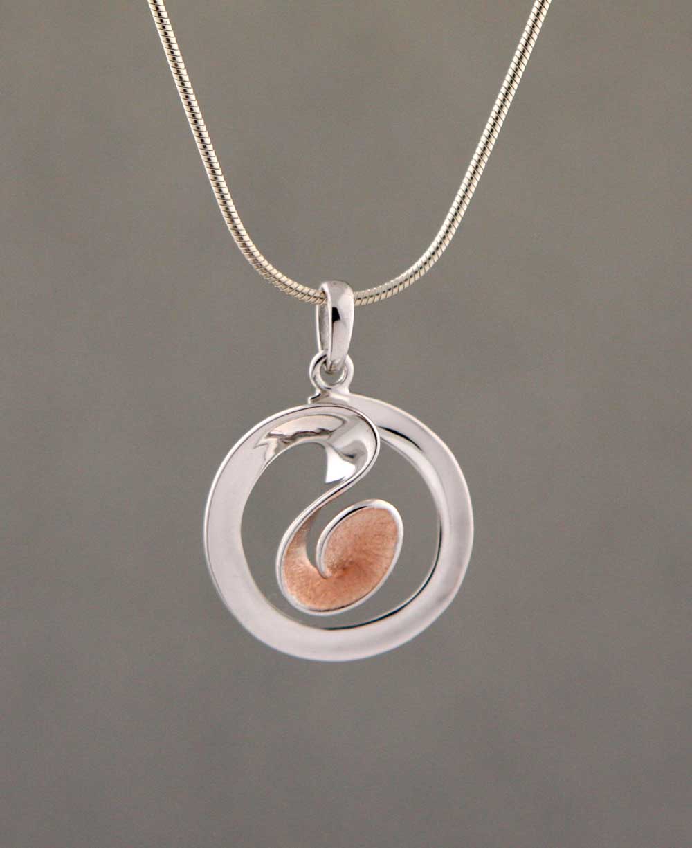 Yin Yang Swirl Pendant, Sterling Silver with Rose Gold - Charms & Pendants