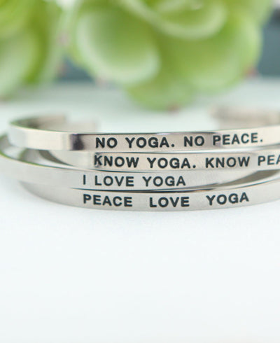 Yoga Love Stackable Cuff Bracelet - Bracelets I Love Yoga