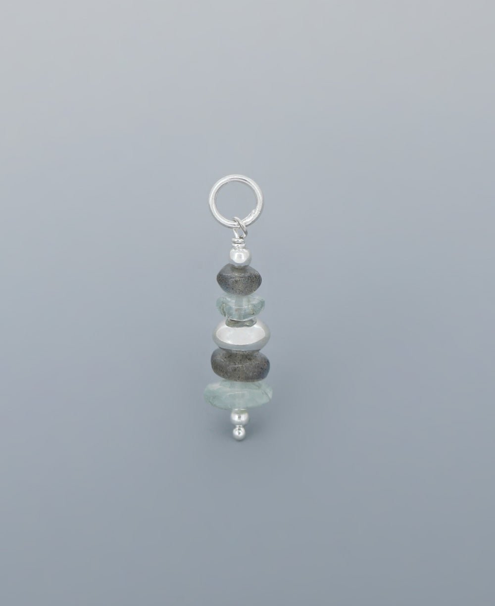Zen Cairn Pendant, Labradorite and Aquamarine -