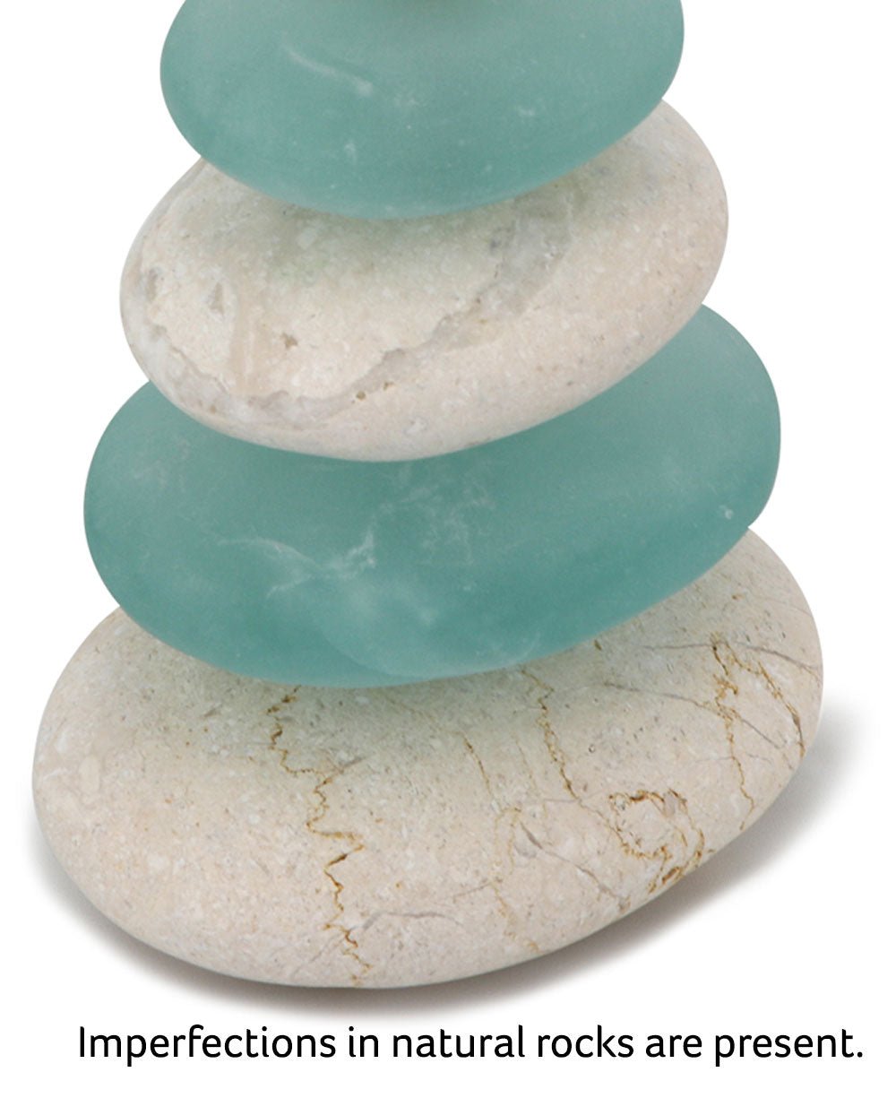 Zen Cairn Sculptures in Glass and Rock Fusion, Sold Individually - Decor 5 Rocks