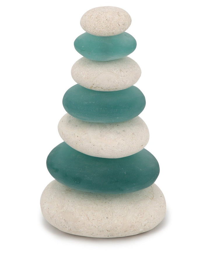 Zen Cairn Sculptures in Glass and Rock Fusion, Sold Individually - Decor 7 Rocks