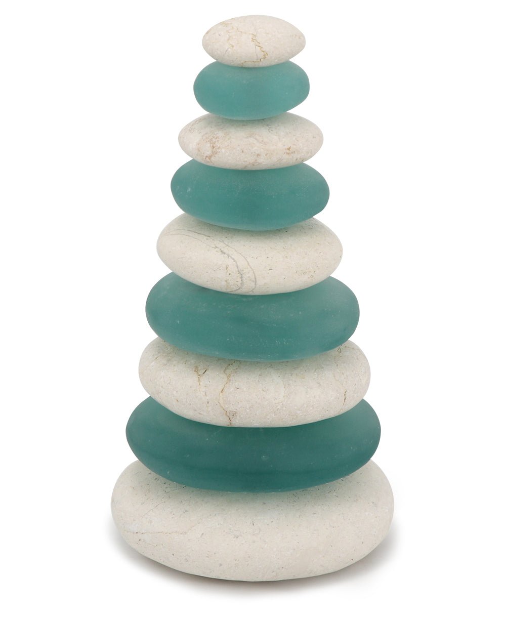 Zen Cairn Sculptures in Glass and Rock Fusion, Sold Individually - Decor 9 Rocks