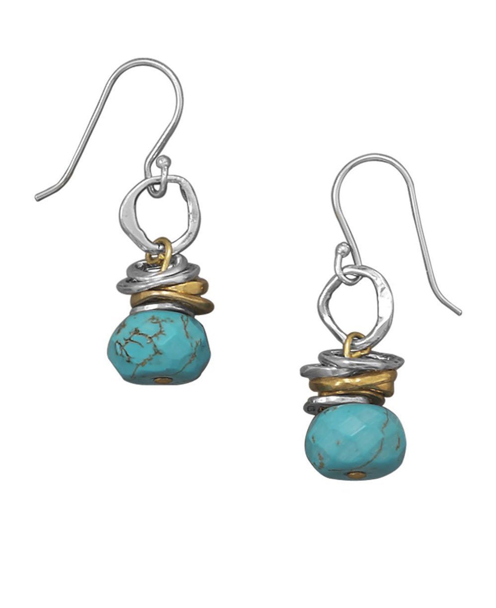 Zen Circle Cairn Earrings With Reconstituted Turquoise -