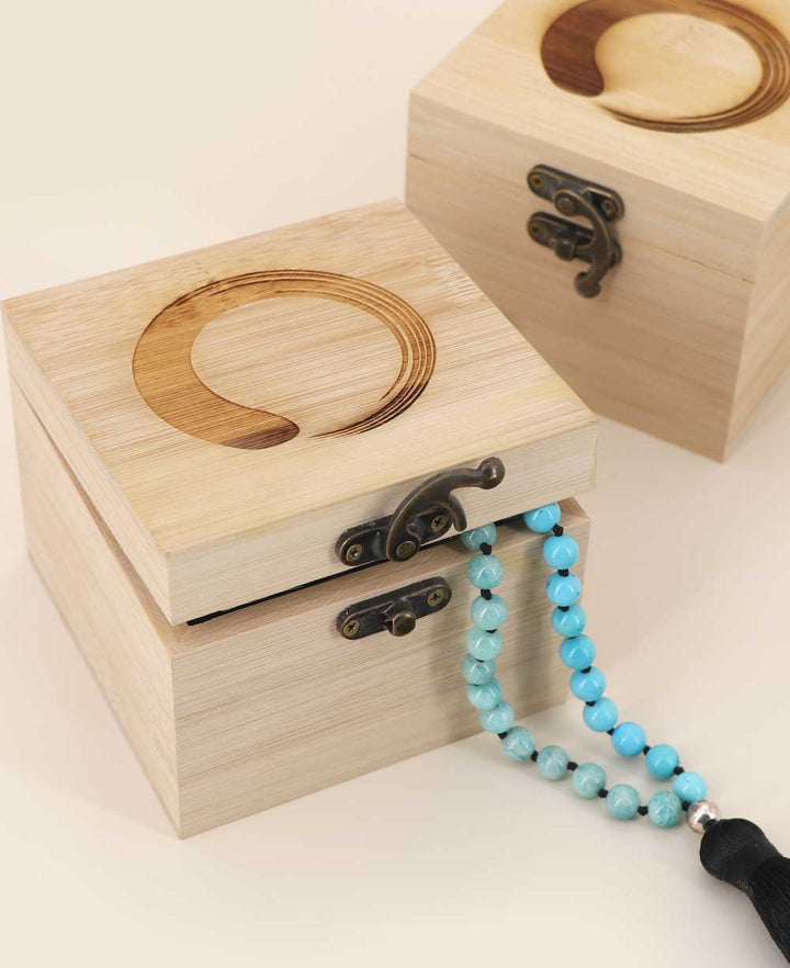 Zen Circle Enso Engraved Bamboo Mala Box - Gift Boxes & Tins
