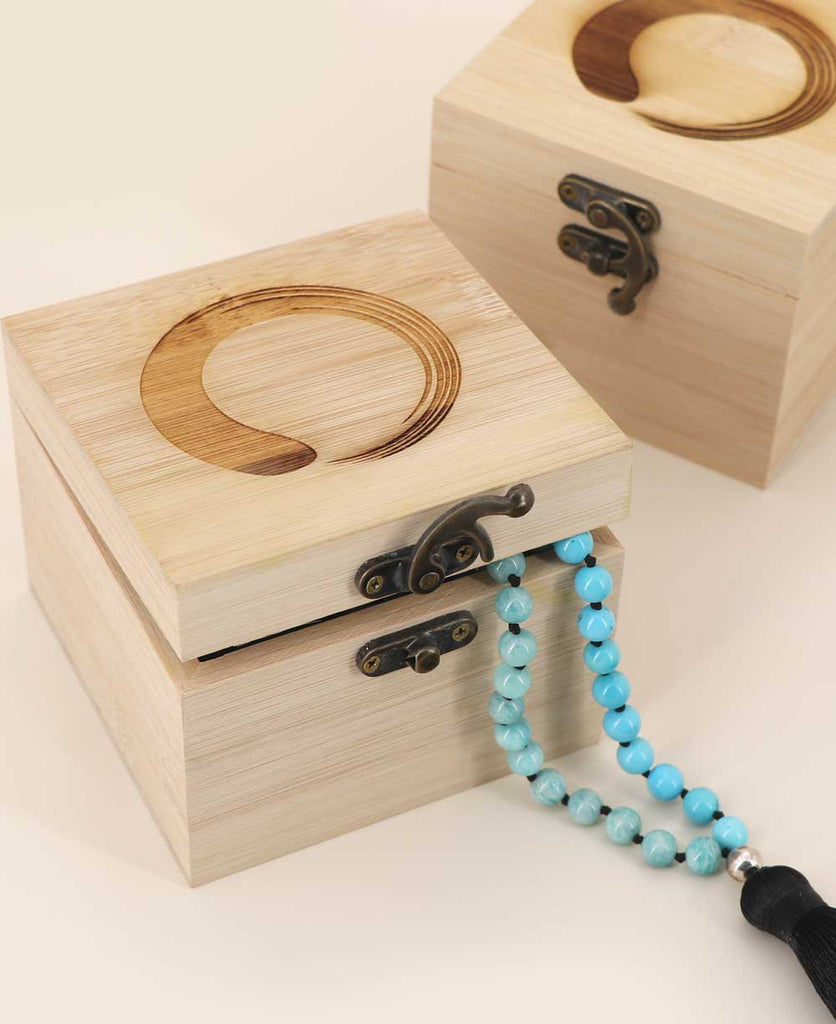 Bamboo All-Natural Mindful Breathing Necklace On Wooden Mala Beads Bracelet  For Prayer And Meditation Breathing Exercises