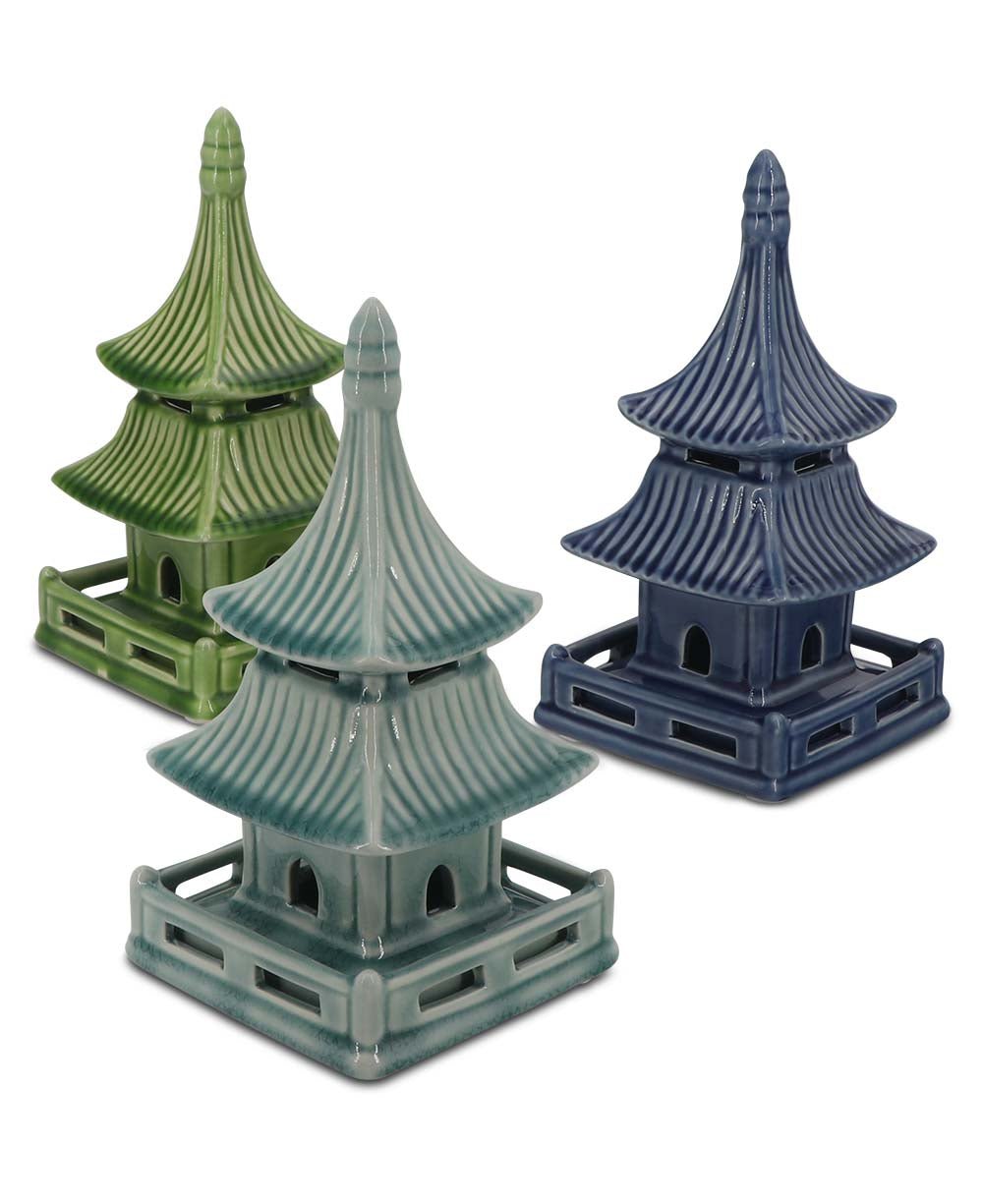 Zen-Inspired Porcelain Pagoda Sculptures, Sold Individually - Home Aqua