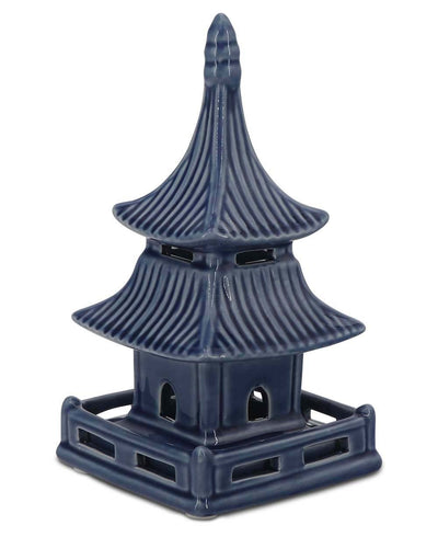 Zen-Inspired Porcelain Pagoda Sculptures, Sold Individually - Home Blue
