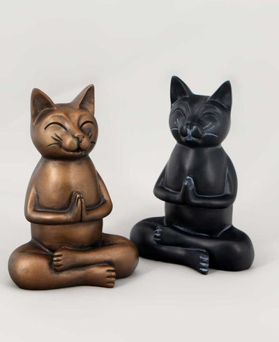 Zen Meditating Namaste Cat Statues - Sculptures & Statues Bronze