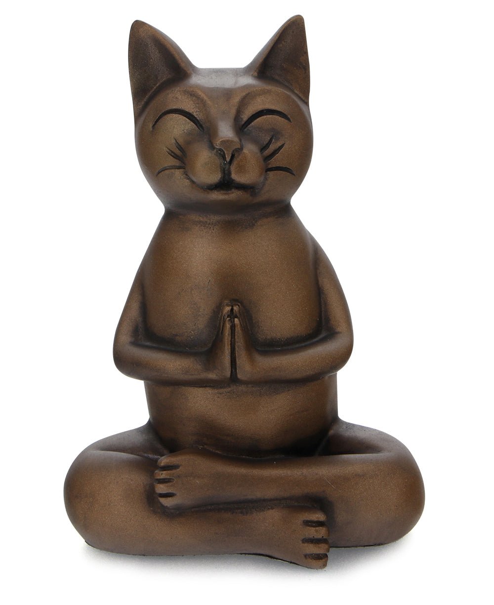 Cat Charms in Yoga Stretch Pose Bronze Tone - Symbol of Curiosity