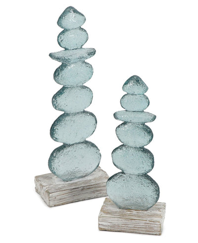 Zen Rocks Cairn Inspired Resin Sculpture Set of 2 - Sculptures & Statues